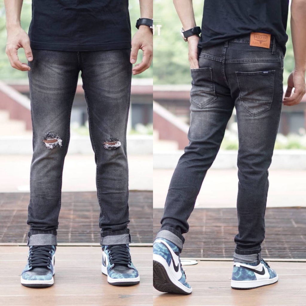 Wisdom Celana Denim Jeans Selvedge Ripped Original Brewout premium denim pria Stretch / Slimfit pria