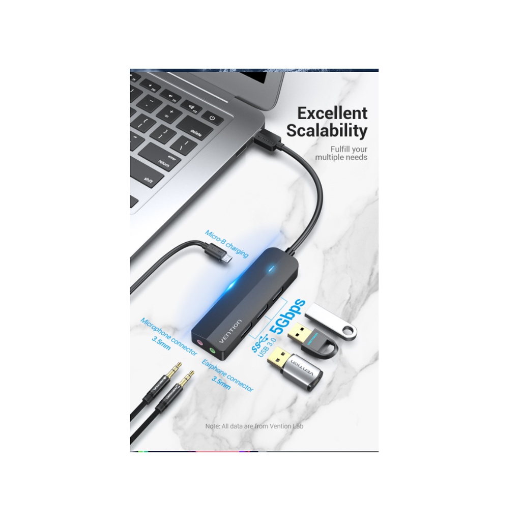 Vention USB Hub 3.0 Type C with 2in1 Sound card External Stereo Audio