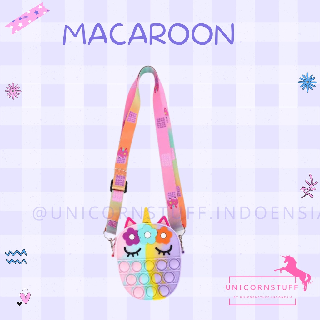 READY INDONESIA Tas Selempang Unicorn Anak Pop It Sling Bag Silicon Jelly Cewek Kado Ulang Tahun Perempuan