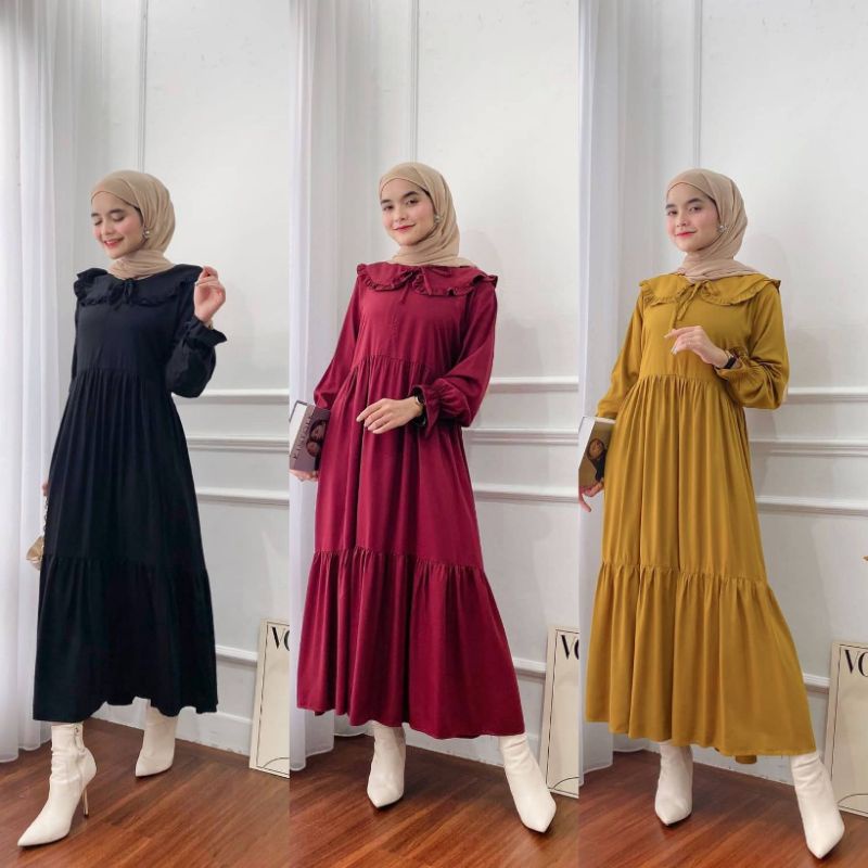 GAMIS MIDI DRESS GAMIS LEBARAN TERBARU JUMBO GAMIS KERAH