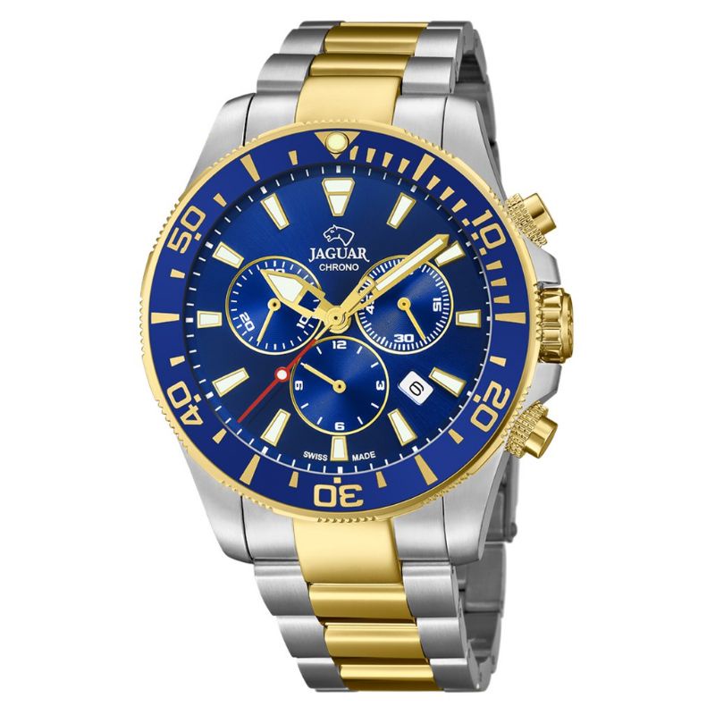 JAM TANGAN PRIA JAGUAR J862/1 SILVER GOLD BLUE ORIGINAL GARANSI 2 TAHUN