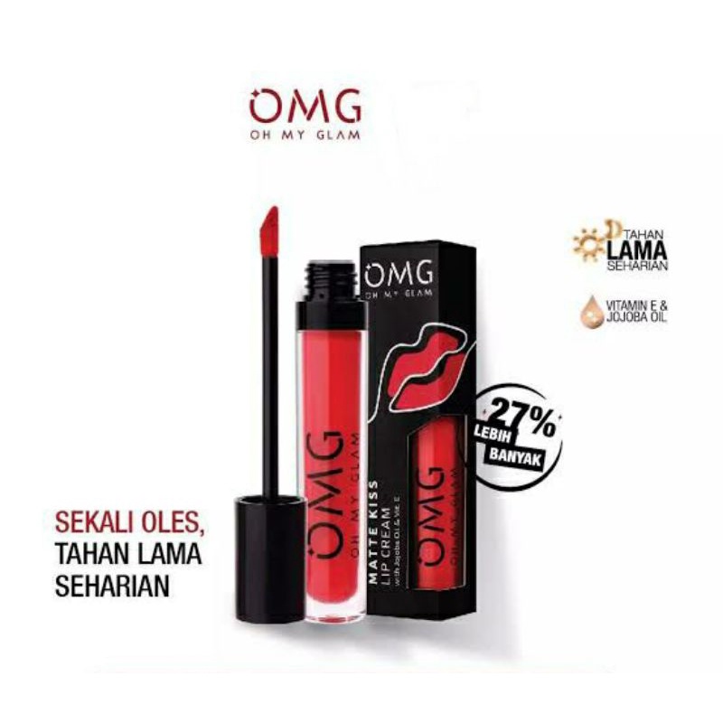 OMG OH MY GLAM Matte Kiss Lip Cream, Lipstik LIPCREAM ORIGINAL tersedia 12 Warna