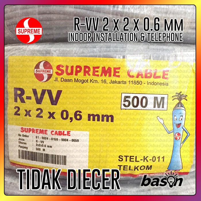 SUPREME RVV 2 X 2 X 0.6 mm2 @ 500 meter - Kabel Telepon Indoor