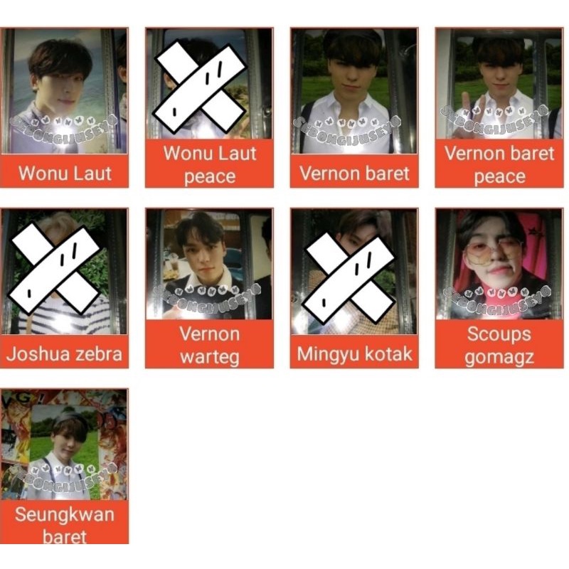PC Photocard Seventeen Scoups Joshua Wonwoo Mingyu Vernon Seungkwan An Ode Henggarae Baret Beret