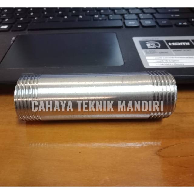 Pipa drat luar 1/4 inch stainlees 304 panjang 10 cm / sambungan pipa drat luar