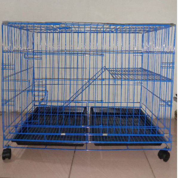 kandang kucing jumbo XXL tingkat 1 roda uk 90x60-4