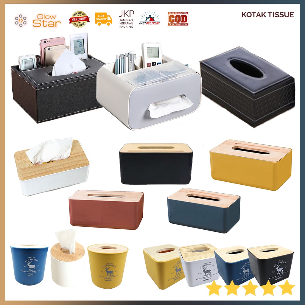 Jual Kotak Tisu Tissue Modern Kayu Solid / Kulit Wooden Tissue Box ...