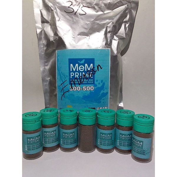 Pelet mem 10gr 200-300/300-500/500-800micron mem prime pakan burayak cupang guppy 10gram