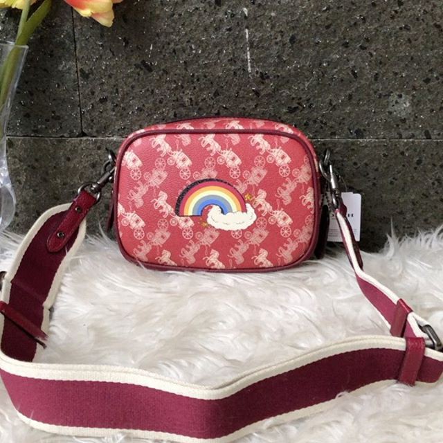 coach camera bag red