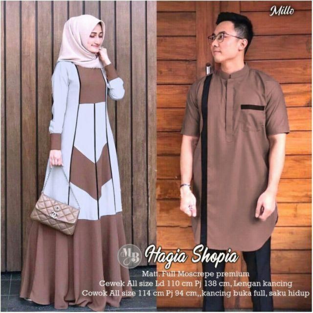 Gamis Couple Murah - Gamis Couple Mewah Tapi Kalem - Abaya Turkey Couple Ori Najwa Warna Navy Series