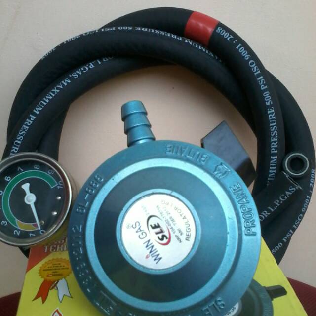 Regulator Gas Pertamina Matic Biogaz SLE winn Sl-888 M Selang kompor Gas 500 psi