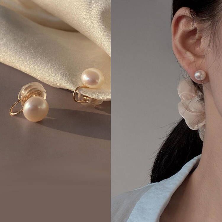 Anting Klip Tanpa Tindik Aksen Mutiara Gaya retro Untuk Wanita