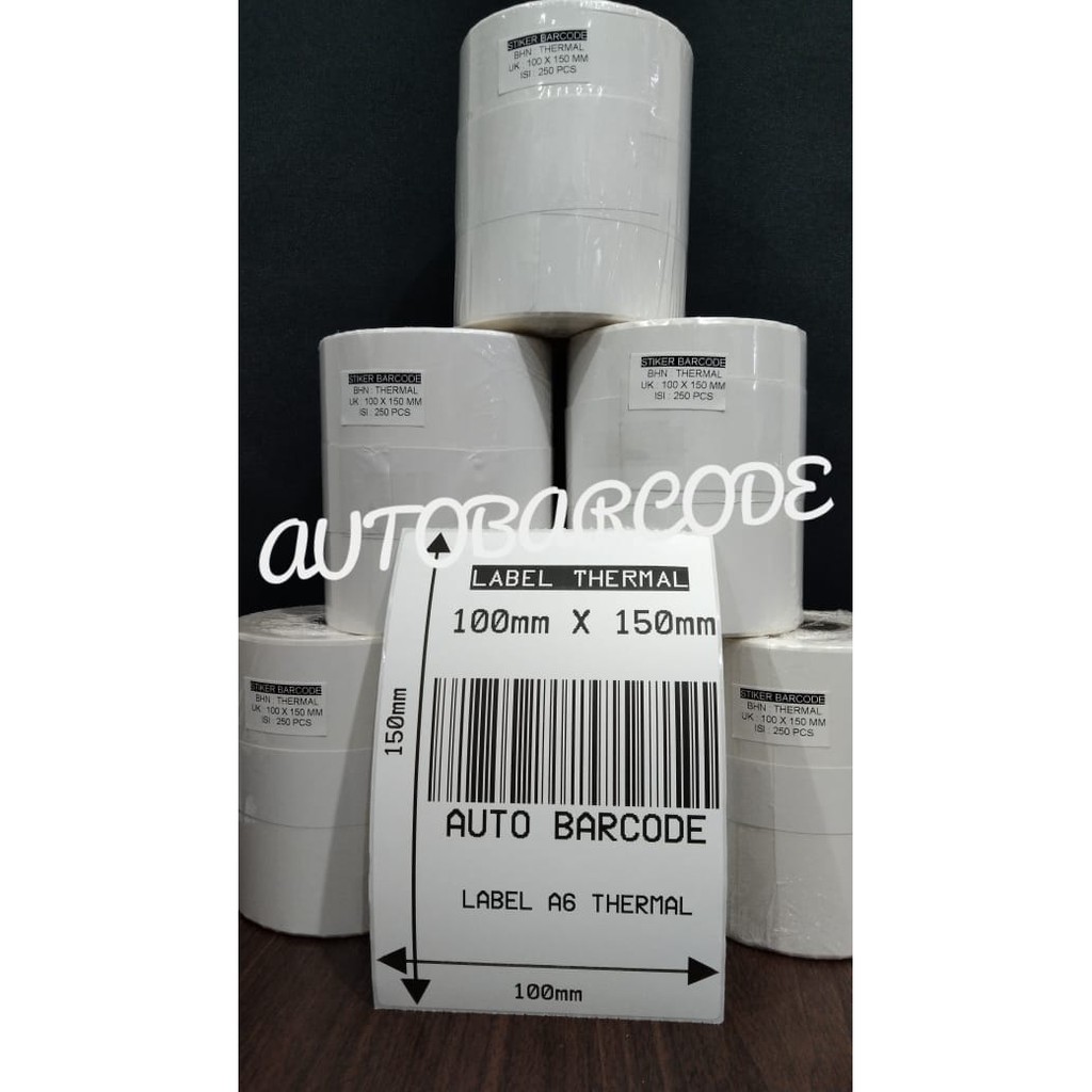 Stiker Label Resi Thermal 100X150 isi 250 PCS Label Barcode Printer Direct Thermal 1Line 100mm / 80mm Label A6 GAP Marketplace Toko Online Shop Kertas Sticker Pengiriman Nota Invoice Olshop