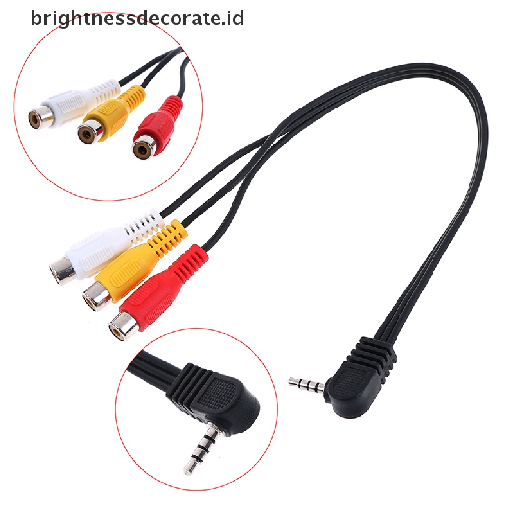 Adapter Konverter Audio 3.5mm Male Ke 3 Rca Female Kecepatan Tinggi 90