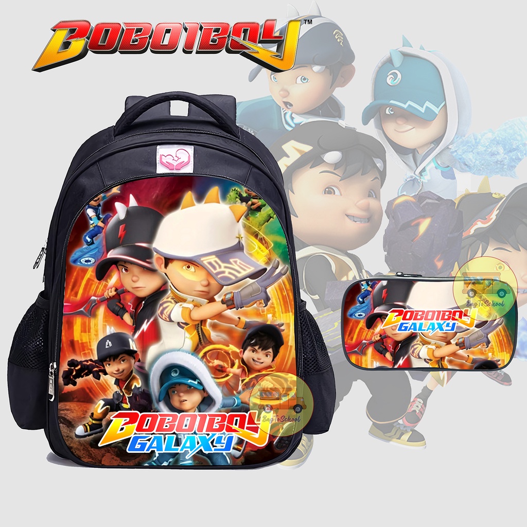 Tas Anak Laki-Laki Ransel Sekolah TK/SD Bonus kotak pensil Karakter Boboy, Batman, Free fire, Avenger dan Spiderman