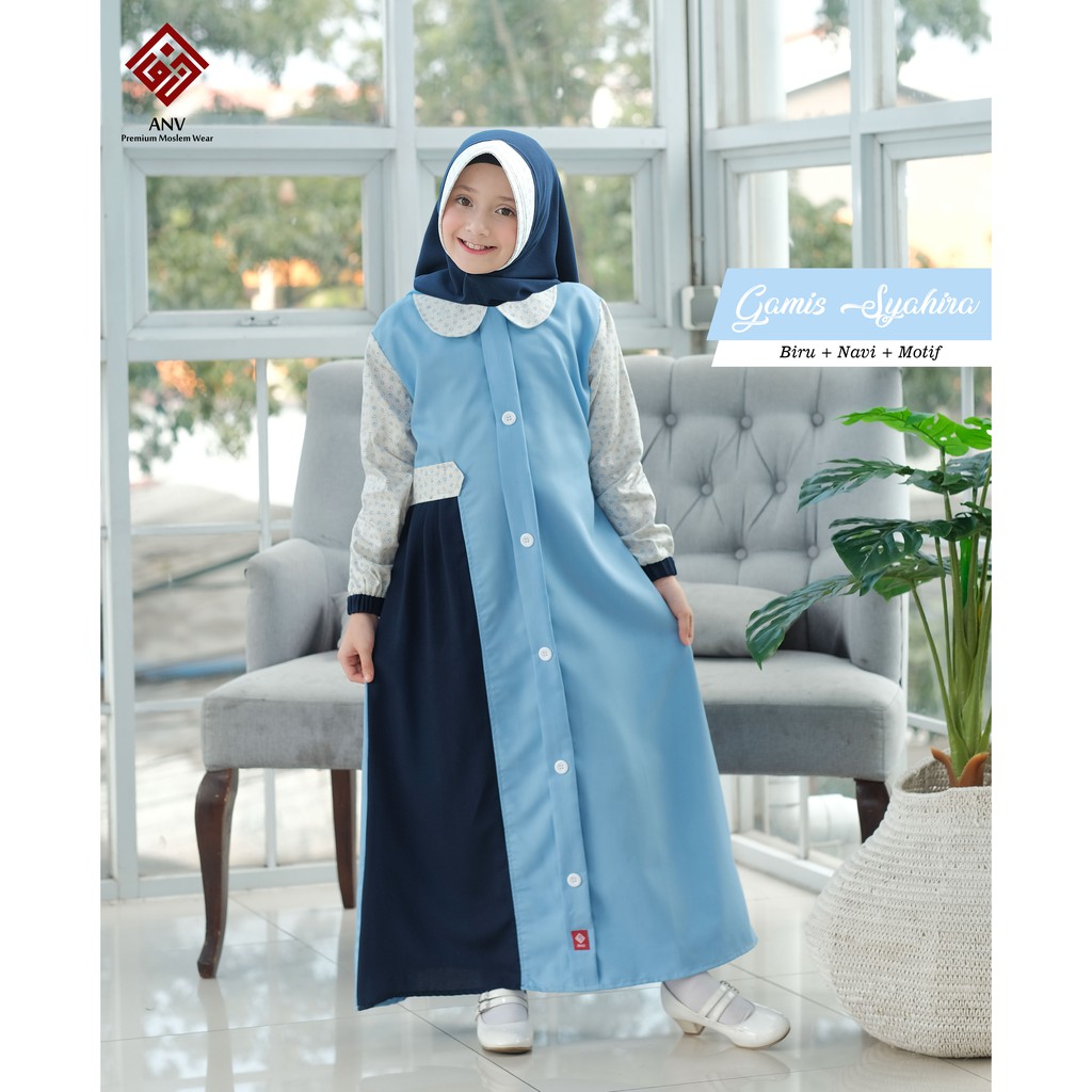 Gamis Anak Merek ANV - Syahira (WARNA BIRU MUDA)