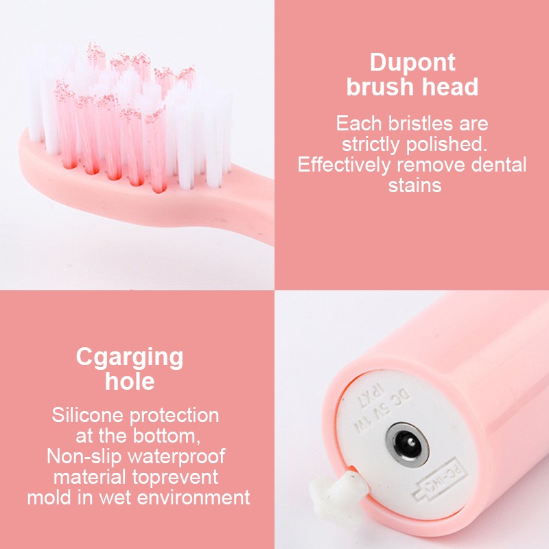 Sikat Gigi Elektrik Listrik Otomatis Toothbrush Automatic Waterproof 5 Mode 4 Sikat Isi Ulang USB