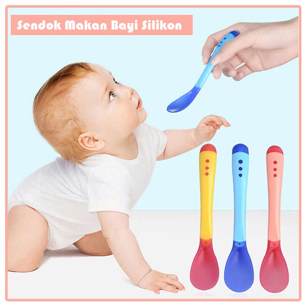 Sendok Makan Bayi Silikon Murah | Sendok Bayi Silicone Dengan Sensor Temperatur