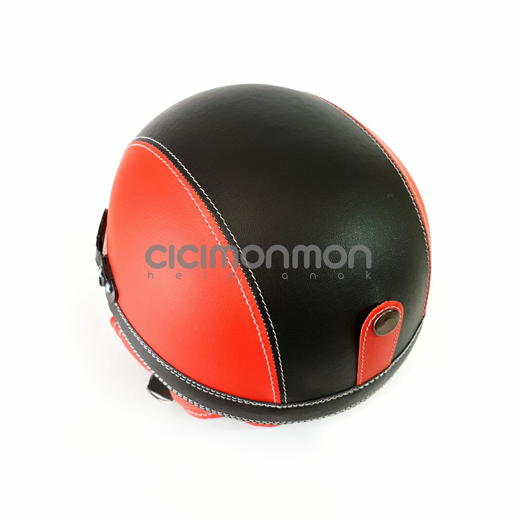 KUALITAS ISTIMEWA Helm Anak Retro Casual Warna Merah Hitam