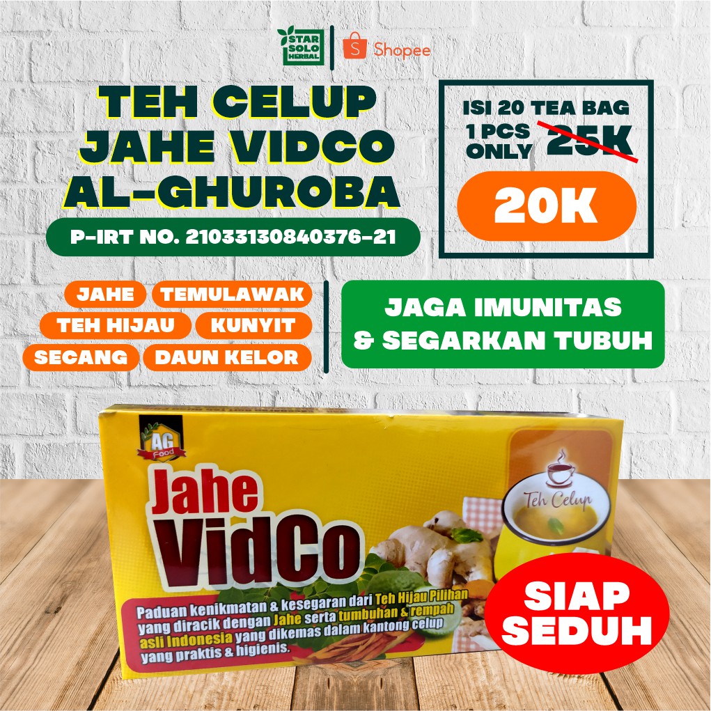 Jual Teh Celup Jahe Vidco Al Ghuroba Isi Alami Menjaga Imunitas