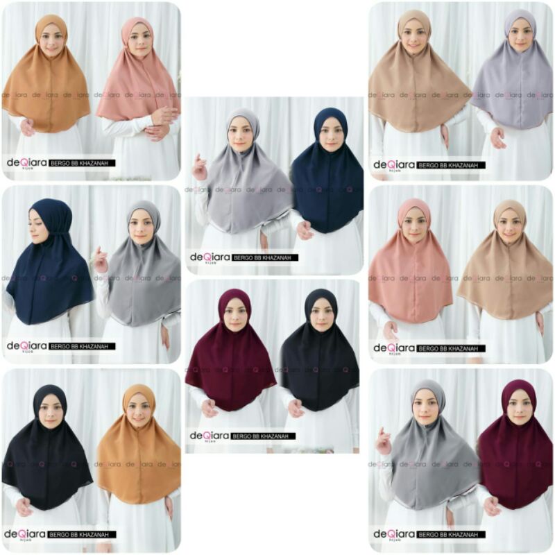 JILBAB BERGO NEW ARRIVAL TERMURAH HIJAB BOBAL KHAZANAH BY DEQIARA JILBAB BERGO DEWASA DUA WARNA