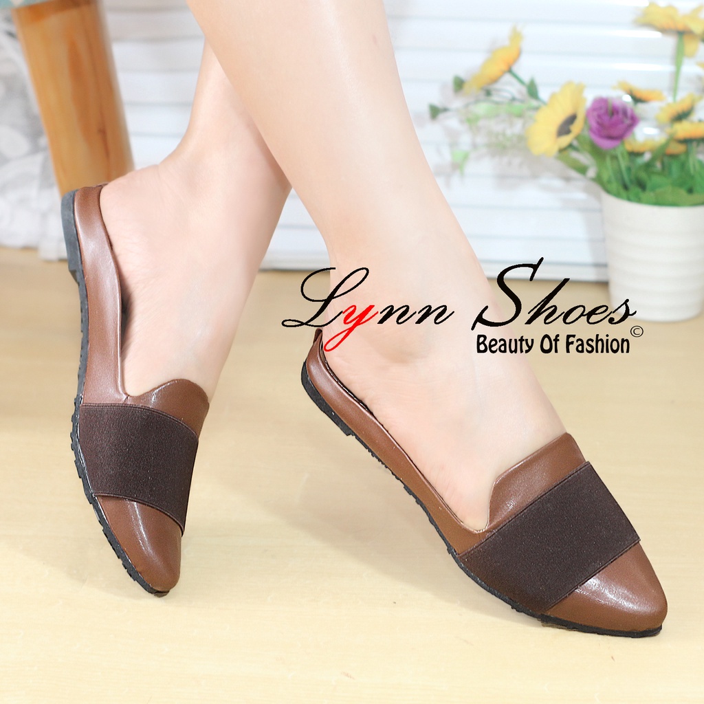 Lynn Flat Shoes Selop Wanita Sol Karet FT20U - Biru / Coklat / Coklat Muda / Cream / Hitam