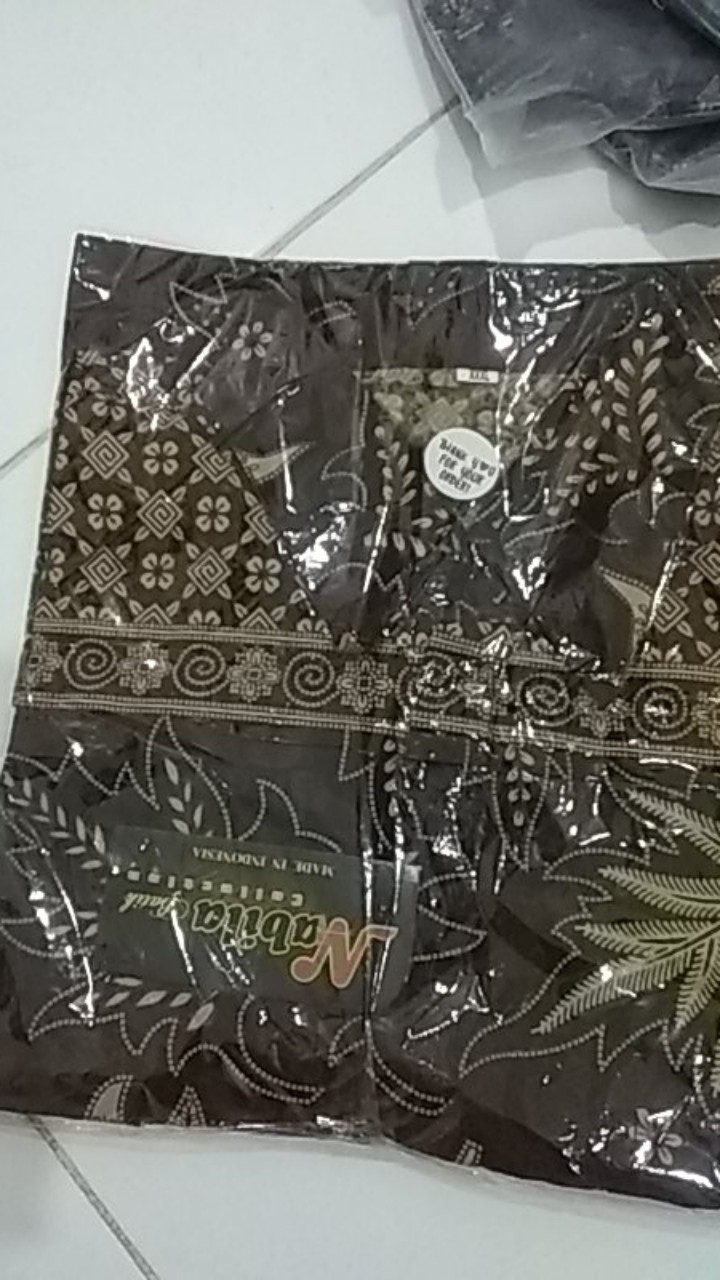 Nabila Batik Jumbo M / 10xl Kemeja Lengan Pendek Motif Daun Kering Murah Batik Jumbo