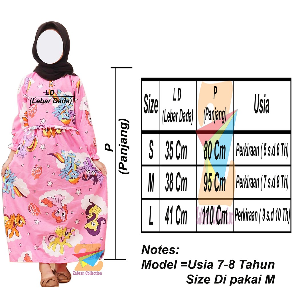 Pilih Warna Gamis Anak Karakter Zabran 5 Sampai 10 Tahun/COD bayar Di tempat