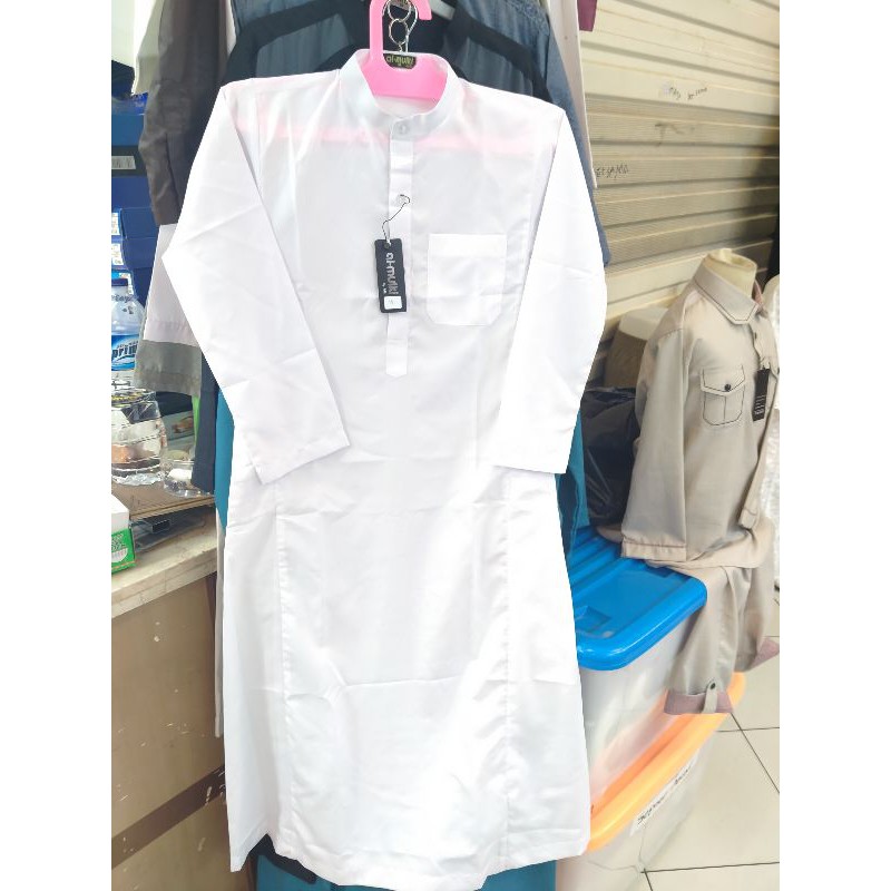 Gamis / Jubah Remaja /Anak Tanggung Lengan Panjang Putih Al-Mulki