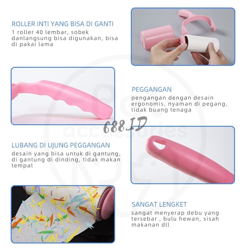 Pembersih Bulu Debu Pakaian Alat Roll Sticky Pembersih Bulu Lint Roller Pembersih Debu Bulu Peliharaan Pet Roller Stick Roler PR 25