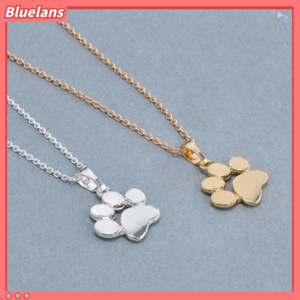 Bluelans Kalung Rantai Dengan Liontin Bentuk Kaki Anjing Kucing Untuk Wanita
