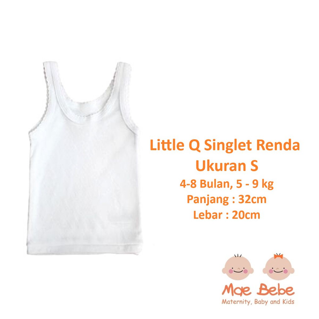 [Ukuran S] Little Q Singlet Renda Baby Kaos Dalam Bayi 4-8 Bulan