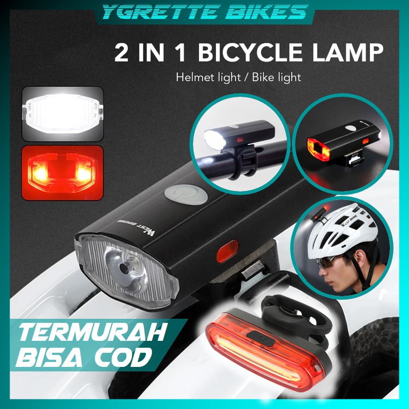 YGRETTE - UNIVERSAL BICYCLE LIGHT HELMET HELM BIKING Lampu Sepeda LED Rechargeable 300 Lumens