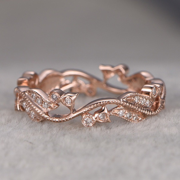 Cincin Bahan Sterling Silver 925 Warna Rose Gold Untuk Wanita Ccb78