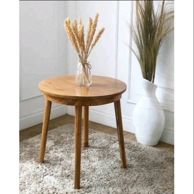 Jual Meja Bulat Kayu Jati Side Table Indonesia