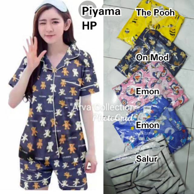 [Fashion Muslim] Baju tidur HOTPANTS motif | piyama karakter | kartun | murah