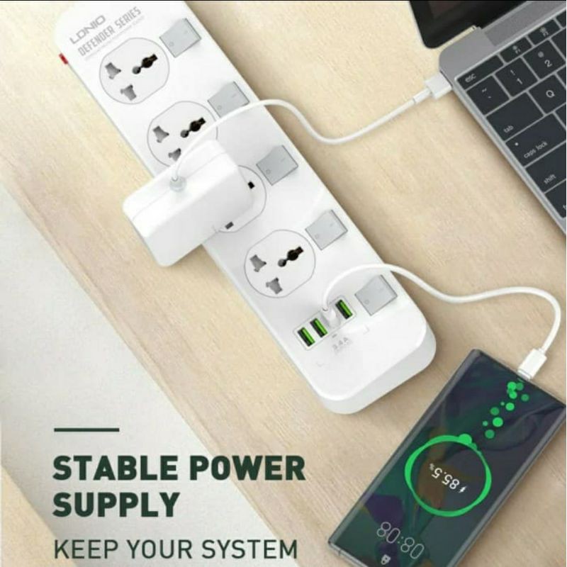 Steker colokan listrik LDNIO SC4408 universal socket 4usb port 4power