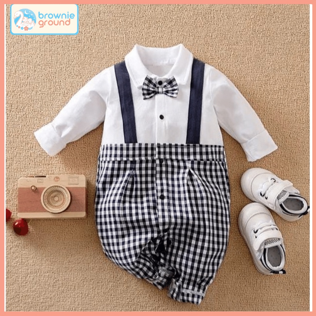 [COD] jumper tuxedo anak laki laki keren motif dasi kotak  usia 2 tahun import brownieground