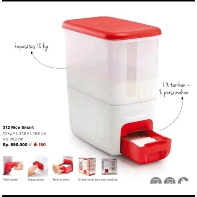❌SOLDOUT. rice smart tupperware tempat beras 10 kg preloved SOLDOUT