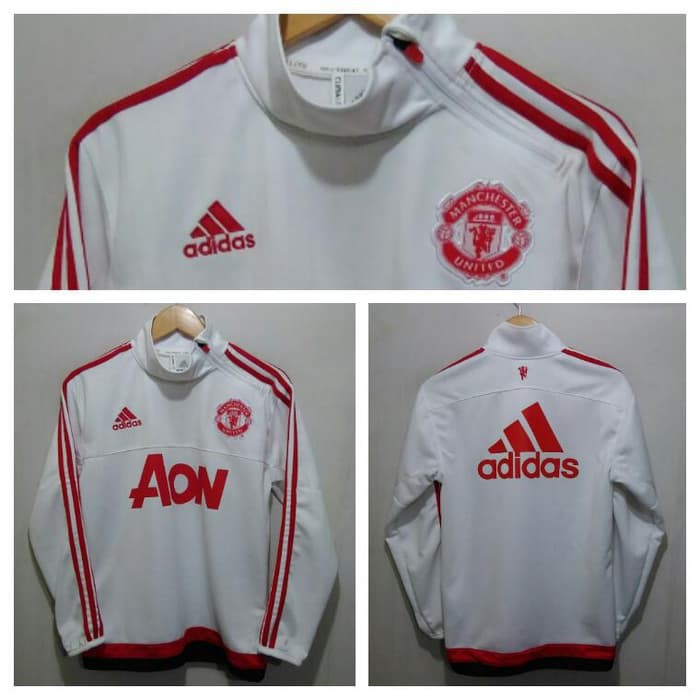Dijual Sweater HalfZipper Training Manchester United  MU  White 2015 2016 Berkualitas
