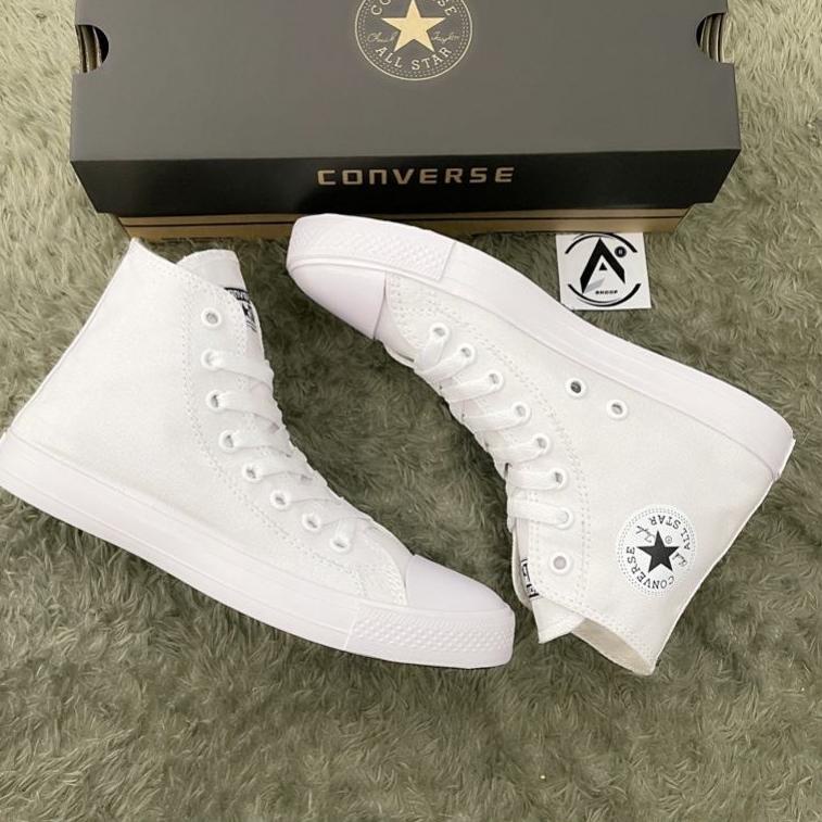 SEPATU SNEAKERS PUTIH HIGH/BOOTS FREE BOX /SEPATU SANTAY /SEPATU CASUAL / SEPATU CONVERSE TINGGI –BH
