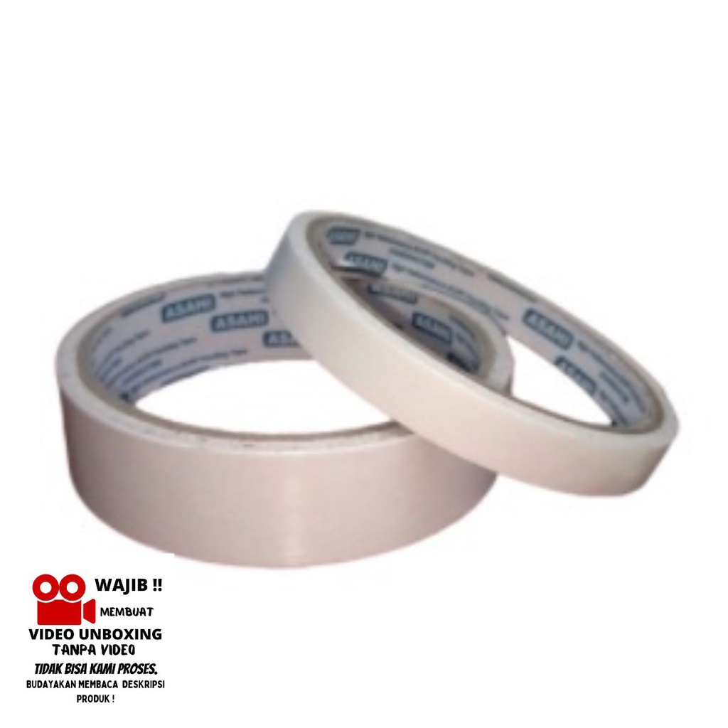 DOUBLE TAPE PEREKAT 2 SISI ASAHI 1/2 DAN 1 INCH