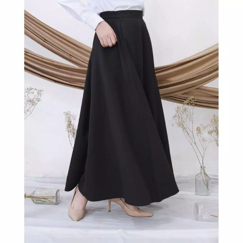 Hitam New Rok Payung Jodda Scuba Series // Rok Payung Premium // Rok Muslim