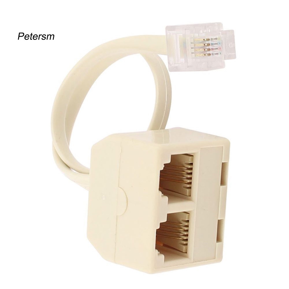 (Pt) Rj11 Adapter Splitter Jack Telepon 6p4c Male Ke Female 2 Arah