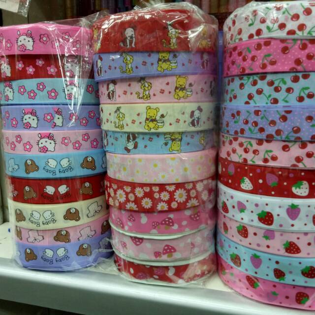 

pita warna bergambar hiasan aksesoris bahan craft