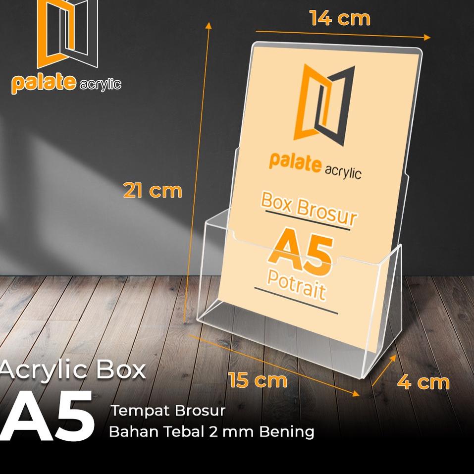 

<G-UME <✔ RAK / TEMPAT BROSUR BROCHURE ACRYLIC / AKRILIK BROSUR BOX A5 <siap dikirim