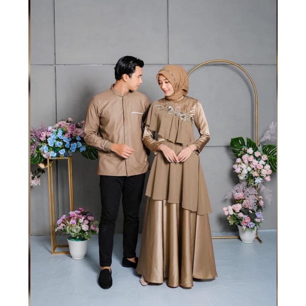 Baju Couple Keluarga Lebaran 2022 Couple Muslim Keluarga Terbaru Moscrepe Batik Furing Maxy Kondanga