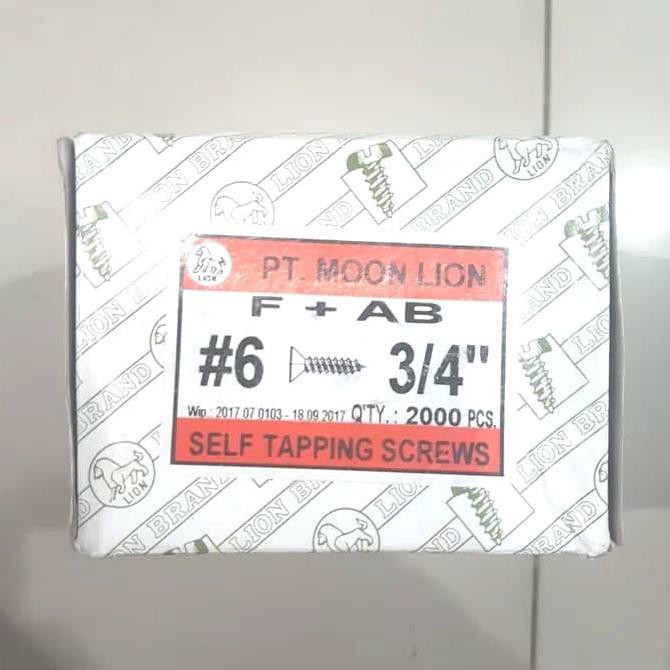 

[cod] Skrup #6 X 3/4" ( 2000 pcs X 2 cm ) Moon Lion Self Tapping Screw 1 Dus [cod]