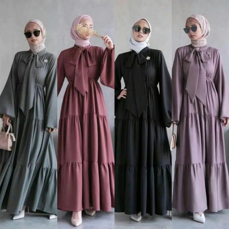 Arabelle Dress Kondangan Wedding Dress Gaun Pesta Muslimah Matt Shakila Premium Baju Lengan Balon Busui Friendly