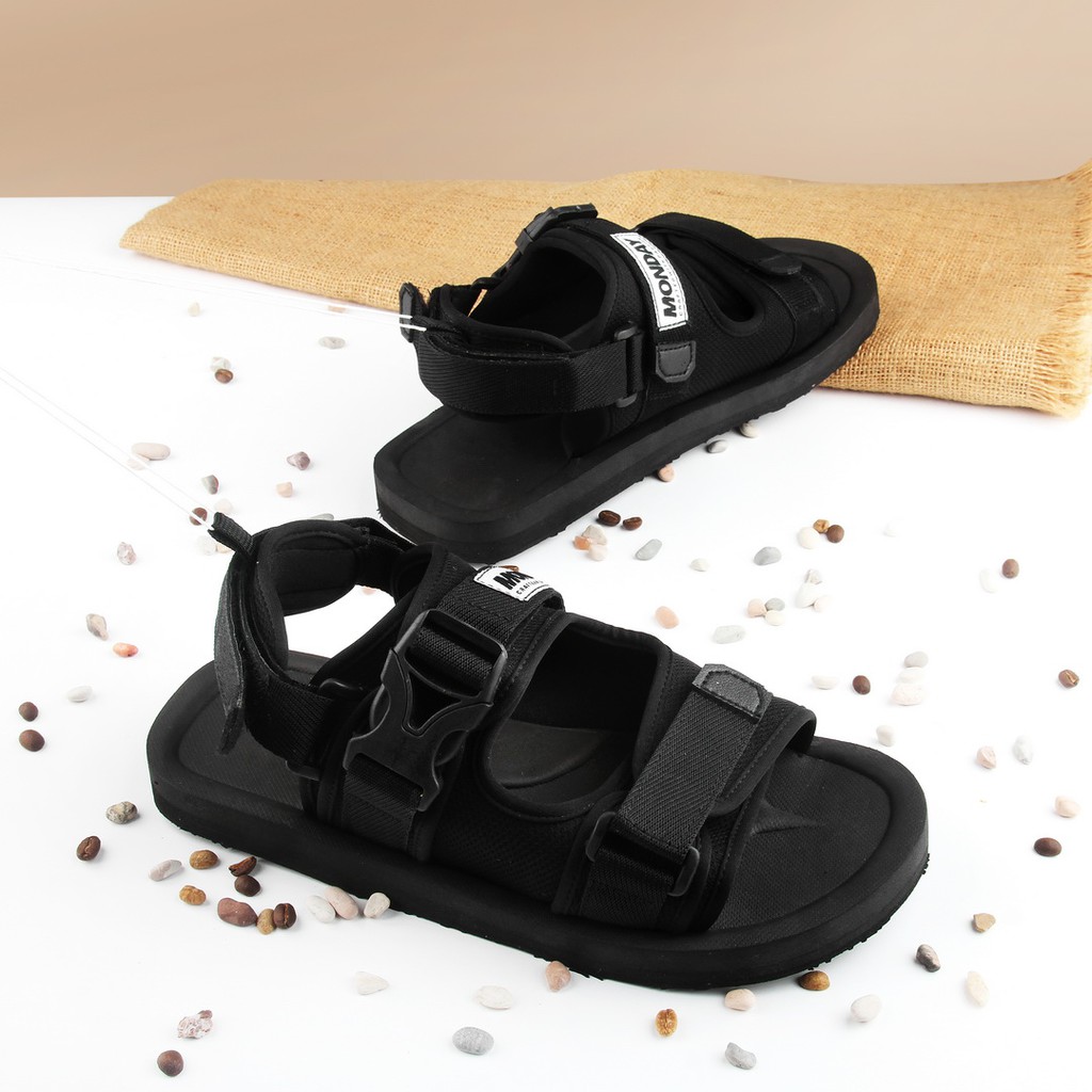 Secre Black | Sandal Gunung Original Kulit Santai Casual Pria Cowok Sendal Ori | FORIND x Monday